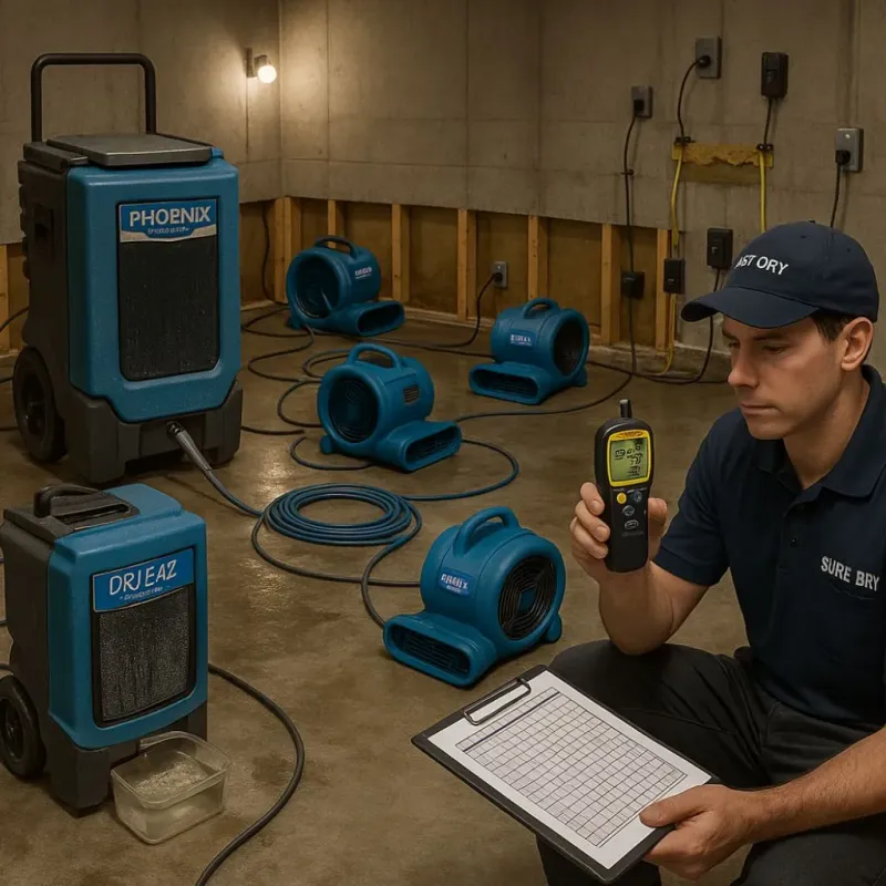 Structural Drying and Dehumidification process in Melcher-Dallas, IA